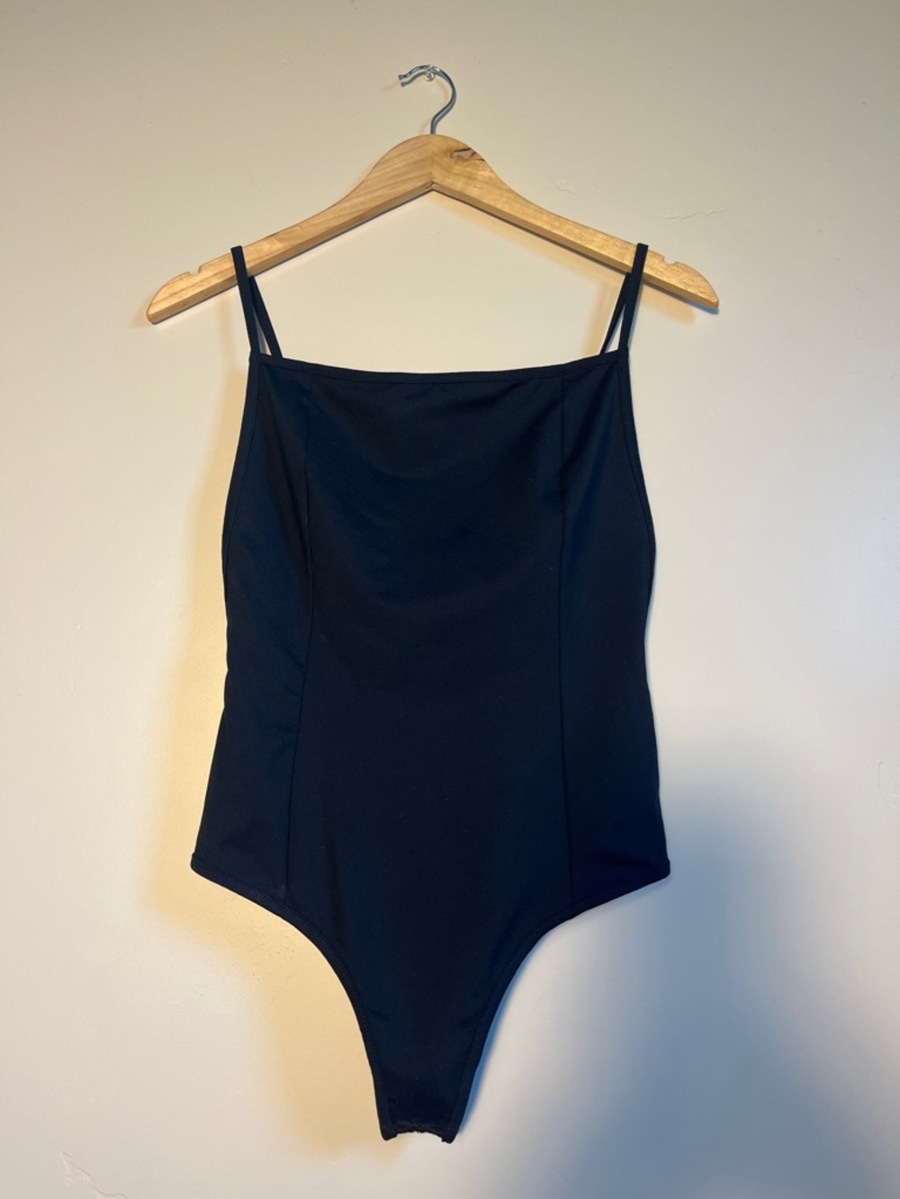 Free People Black Slim-Strap One-Piece Bodysuit